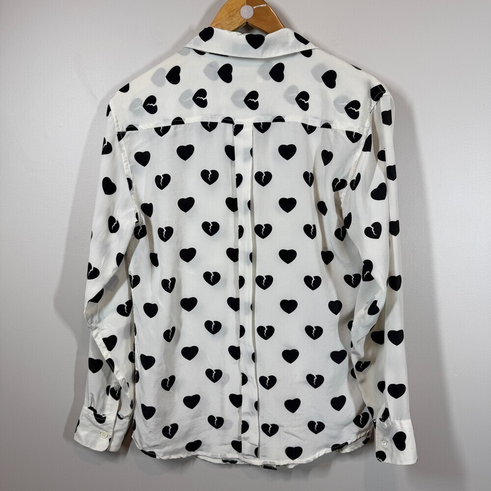 Equipment Femme 100% Silk Broken Heart Print Shirt Blouse‎ Small S/P Button Up - Picture 6 of 12